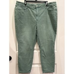 LC Lauren Conrad Womens Ankle Pants Plus Size 20W Green Skinny Crop Casual